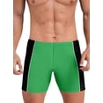 thumbnail image 3 of dPois Men's Elastic Waistband Color Block Shorts Cycling Swimming Running Compression Shorts Green Black L, 3 of 5