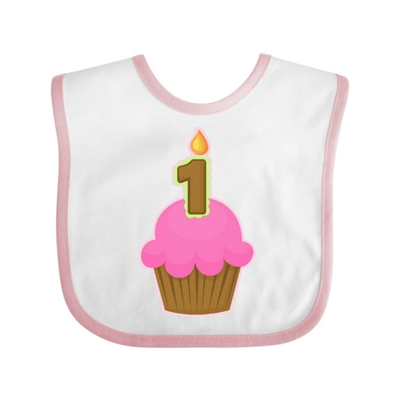 Inktastic Pink 1st Birthday Cupcake Girls Baby Bib