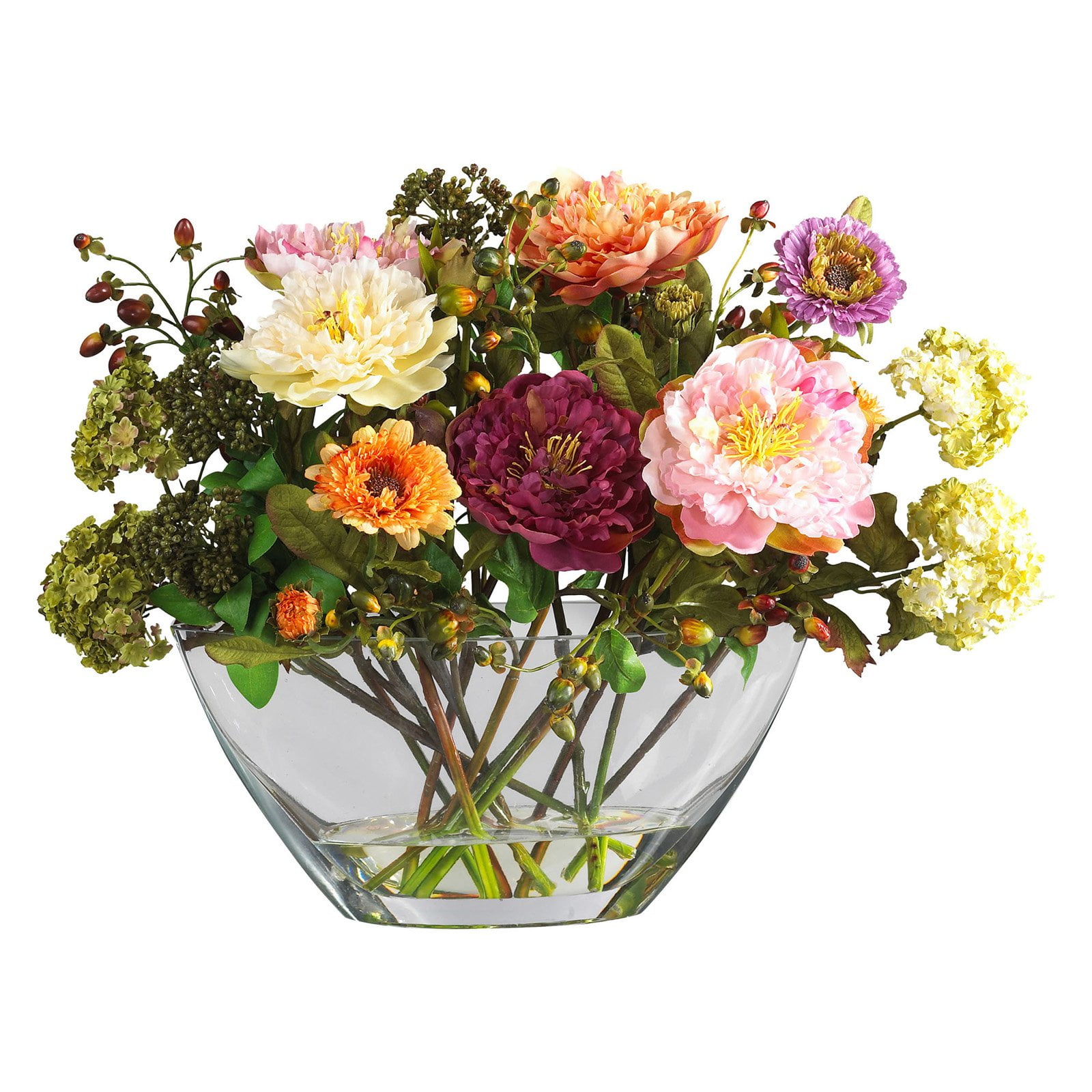 Nearly Natural 4665 Peony Centerpiece Silk Flower Arrangement Mixed for sale online 