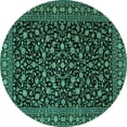 thumbnail image 1 of Ahgly Company Indoor Round Persian Turquoise Blue Traditional Area Rugs, 5' Round, 1 of 4