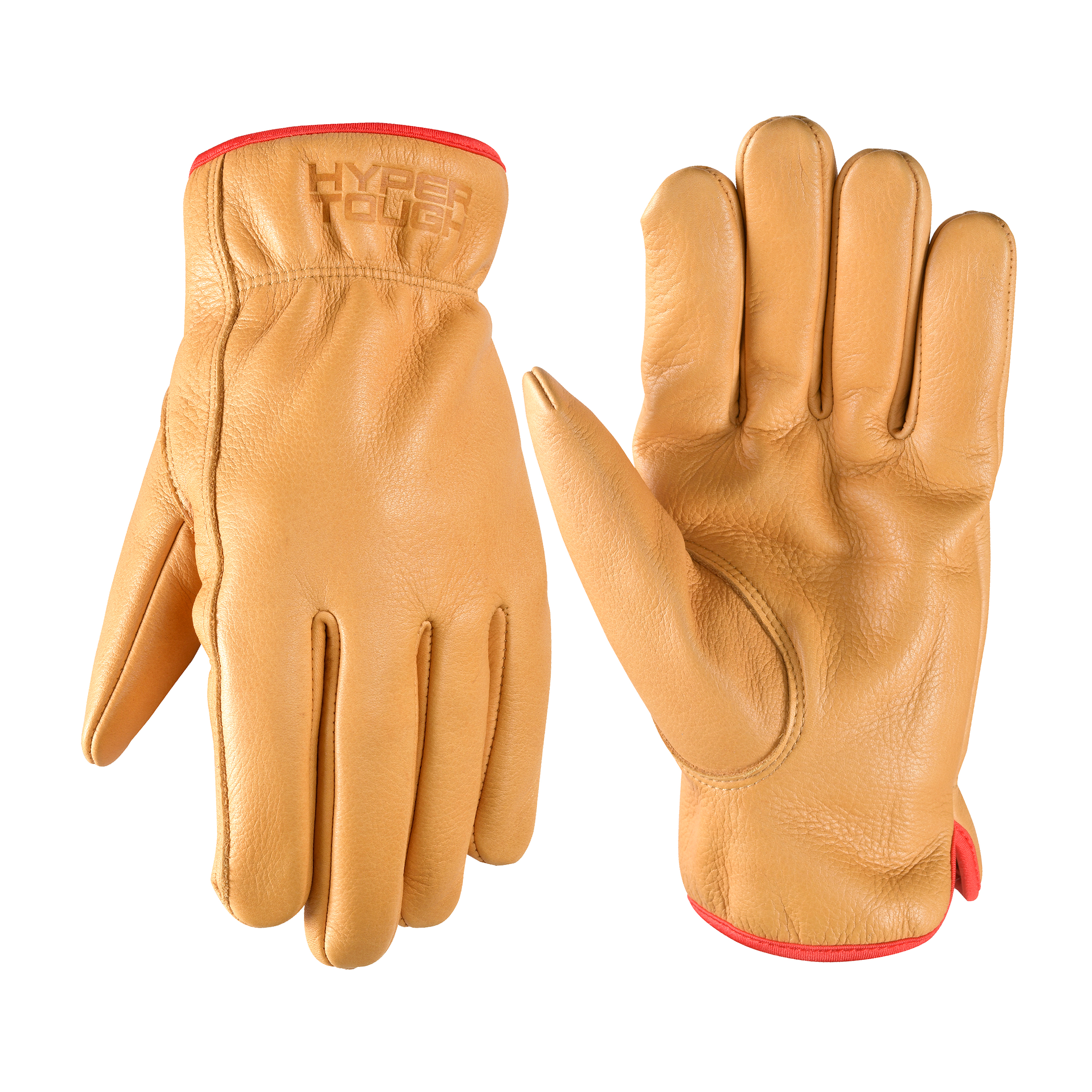 Hyper Tough Men's Cowhide Leather Work Gloves Brown Large photo 1
