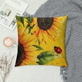 Creowell Oil painting sunflower Throw pillow covers ladybug spring