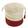 thumbnail image 5 of LR Home Woven Round Jute 17" Storage Basket with Handles, Red/White Stripe, 5 of 8