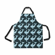 ASHLEIGH Adjustable Bib Apron for Women Men Girls Chef with Pockets Whales Seamless Pattern Novelty Kitchen Apron for Cooking Baking Gardening Pet Grooming Cleaning