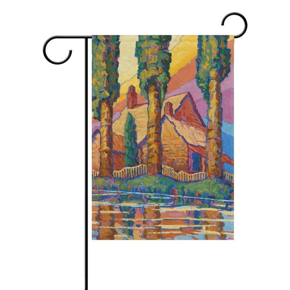 POPCreation Artwork House Polyester Garden Flag12x18 inches Outdoor Flag Home Party Garden Decor