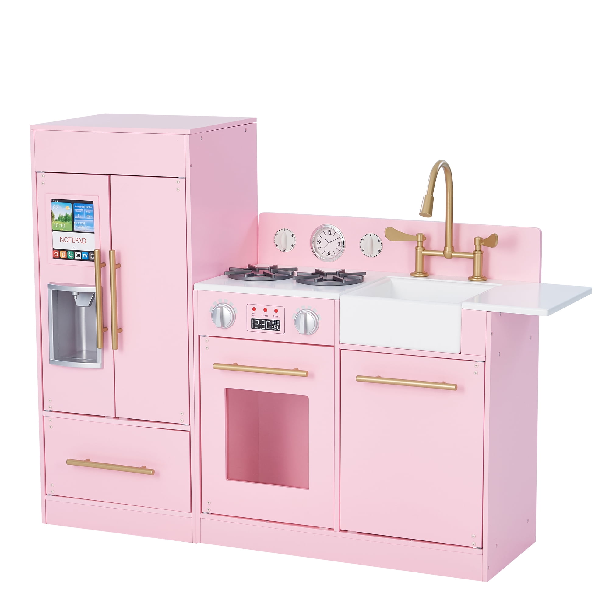 Teamson Kids Retro Wooden Play Kitchen With Refrigerator Freezer Oven and 2 for sale online 