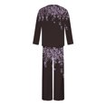 thumbnail image 6 of Oalirro Womens Pajamas Set Casual Long Sleeve Top with Long Pants Homewear 2 Piece Pjs Set with Long Pants Purple,S, 6 of 6