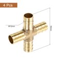 thumbnail image 2 of Conector de tubo en cruz de latón de 4 vías, adaptador de tubo de unión de 1/2" (12mm) en paquete de 4, 2 of 6