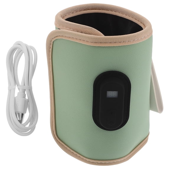 NICEXMAS Portable USB Bottle Warmer Sleeve with Insulated Green Cover for Travel and Home Use