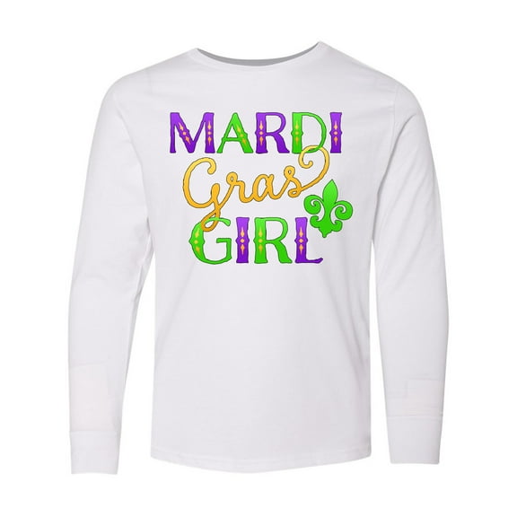 Inktastic Mardi Gras Girl Long Sleeve Youth T-Shirt