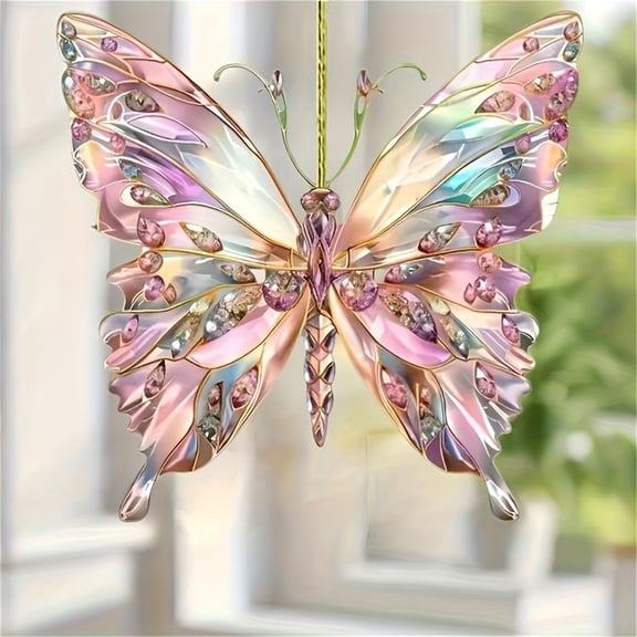 Acrylic Butterfly Hanging Ornament Colorful 2D Wall Art Decorative Pendant For Home Living Room Window Bedroom Party Decoration