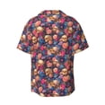 thumbnail image 5 of Uemuo Skull colorful daisy Pattern Cotton Linen Short Sleeve Shirts,Casual Lightweight Button Down Shirts,Vacation Beach Summer Tops-3X-Large, 5 of 7