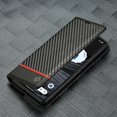 thumbnail image 6 of Decase Wallet Case for Google Pixel 7 Pro, Shockproof Magnetic Carbon Fiber Premium PU Leather Flip Case with Card Holder For Google Pixel 7 Pro, Vertical Red Lineinch, #1 Black, 6 of 9