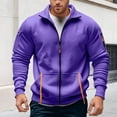 thumbnail image 2 of XIAONU Mens Sweatshirts Zipper Front Color Blocked Sleeveless Hoodless Jacket Long Sleeved Slim Fit Polo Sweatshirt With Pockets, 2 of 6