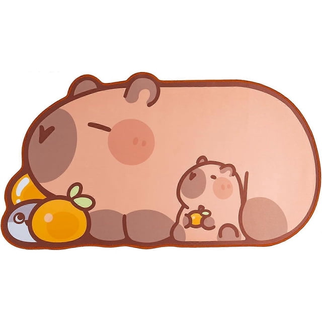Mouse Pad - Kawaii Keyboard Gaming Computer Laptop Pad, Large Anti-Slip Rubber Base Desk Pad for Keyboard and Mouse Desktop Absorber Cover (Capybara)