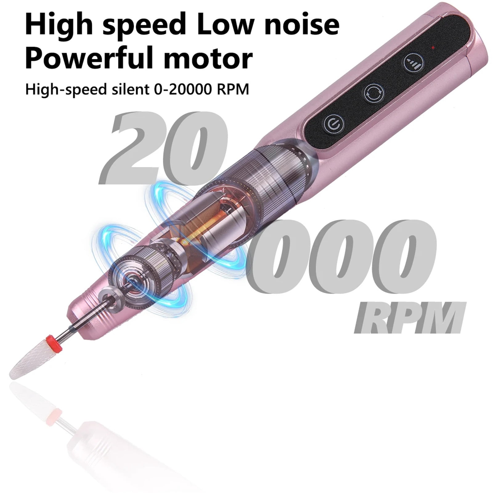 Wireless Nail Drill File Professional for Acrylic Gel Nails Portable Nail Drill Machine Kit for Manicure Pedicure Nail Set