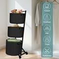 thumbnail image 5 of YOUPINS 3-Tier Laundry Hamper Sorter,Laundry Storage Organizer with Wheels Removable Rolling Laundry Baskets for Home,Bathroom,Dorm,Laundry Room,Black, 5 of 7
