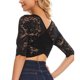 thumbnail image 5 of Camisas de manga larga,Blusa de encaje calado para mujer, de manga larga, corte ajustado, de imitación de tela, para uso informal en casa, sopatenor, 5 of 6