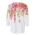 thumbnail image 4 of GERsome Women's Summer Tops 3/4 Sleeve Round Neck Tshirts Floral Print Tunic Loose Fit Pullover Blouses & Basic Tees S-XXXL, 4 of 5