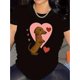 thumbnail image 1 of Camiseta con estampado de corazón de perro salchicha para mujer - Camiseta informal de manga corta con cuello redondo, lavable a máquina, ideal para practicar deporte., 1 of 7