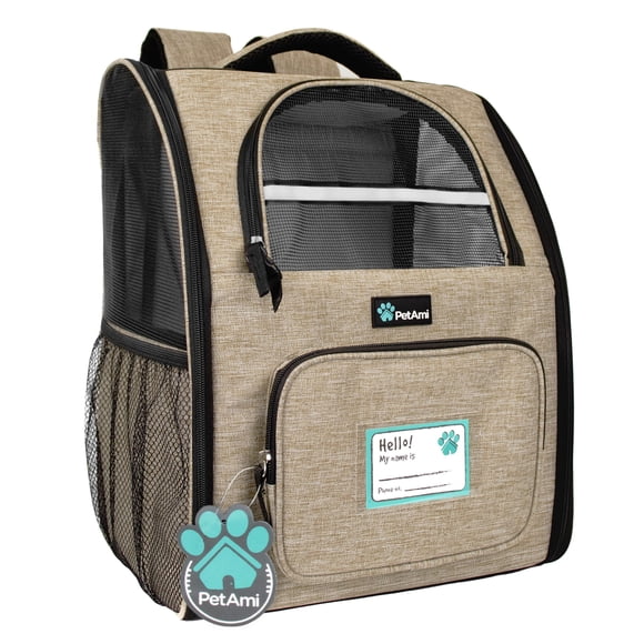 Mochila transportadora para perros PetAmi para gatos y cachorros hasta 8 kg color topo