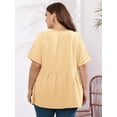 thumbnail image 7 of SHOWMALL Women's Plus Size Blouse V-Neck Flowy Babydoll Peplum Tunic Tops Swiss Dot Tops Loose Fit Short Sleeve T Shirts, US Size 2X in Sunlight Yellow, 7 of 7