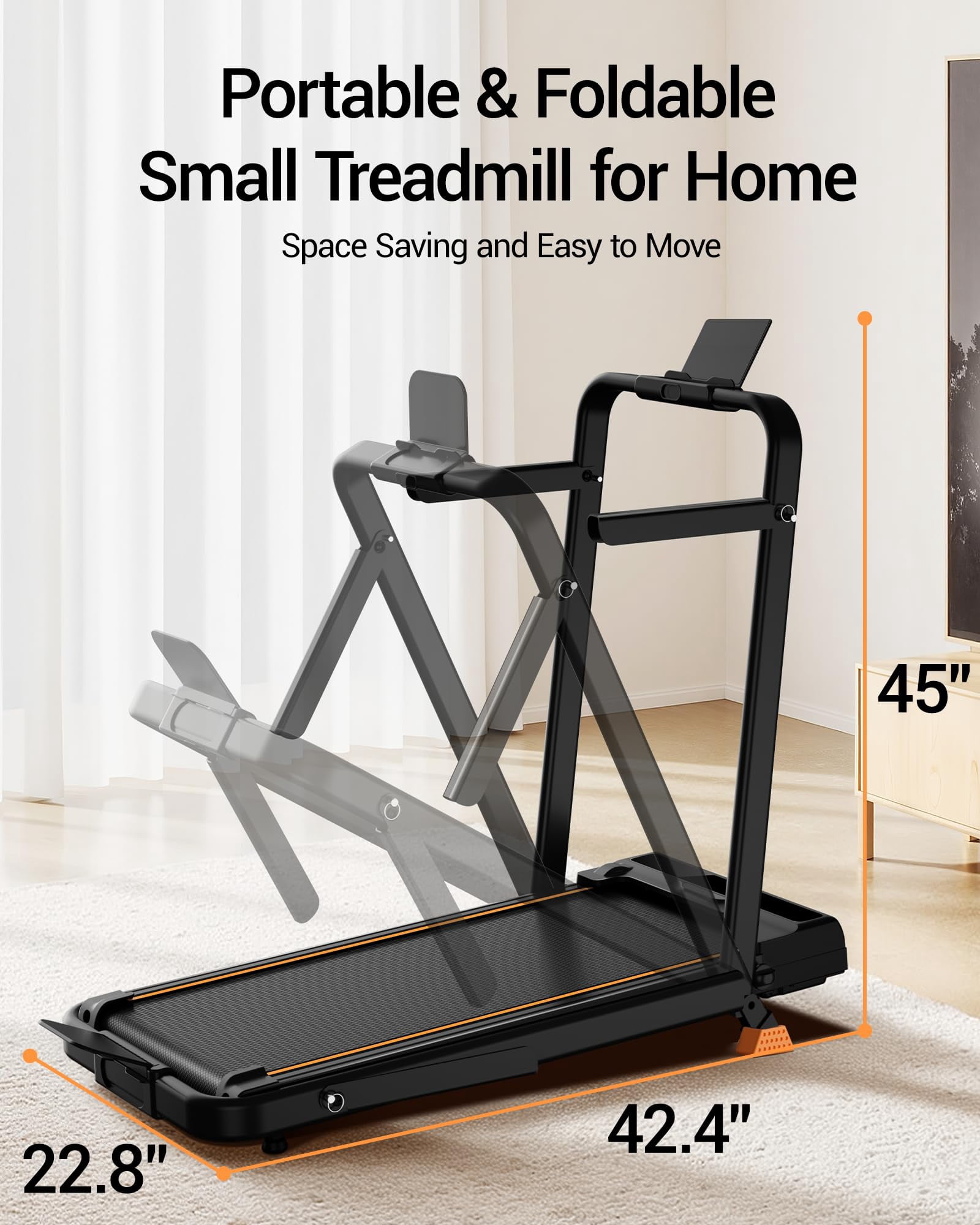 14% Incline Walking Pad Treadmills for Home Small, 4-in-1 Under Desk Treadmill with Handles, Foldable Treadmill with 2.5 HP Quiet Brushless