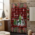 thumbnail image 3 of Shower Curtain 72"W x 96"L Christmas Snowman Poinsettia Snowflakes Plaid Fabric Shower Curtains Set with Hooks Water Repellent Bathroom Curtains Machine Washable Bathroom Accessories, 3 of 7