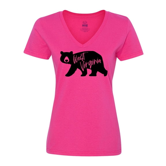 Inktastic West Virginia Black Bear Silhouette Women's V-Neck T-Shirt