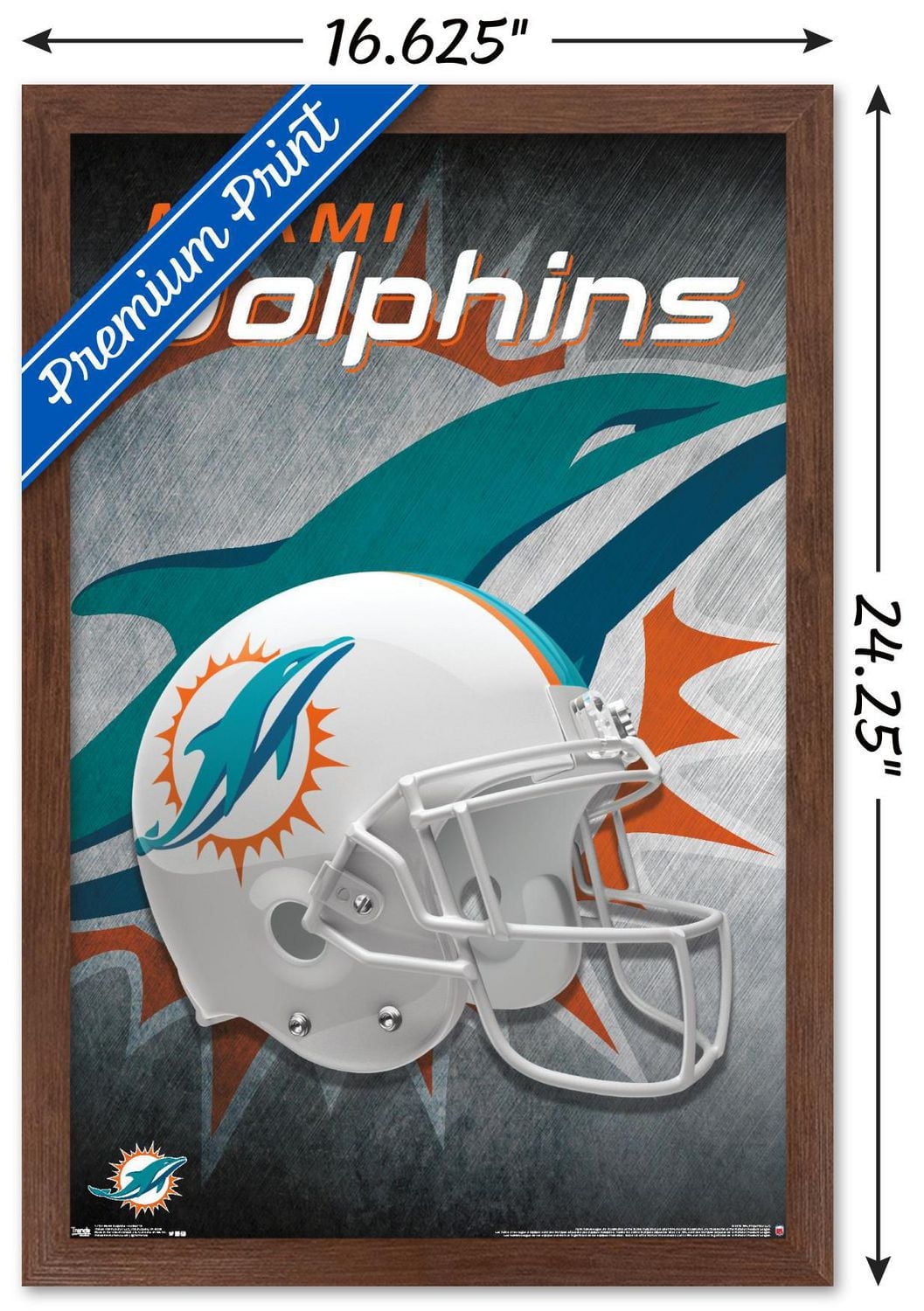 NFL Miami Dolphins - Helmet 18 Wall Poster, 14.725" x 22.375" Framed