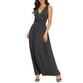 thumbnail image 3 of Asklazy Women Sleeveless Deep V Neck Loose Plain Long Maxi Casual Dress,Mother's Day,M,F Black Polka Dot, 3 of 12