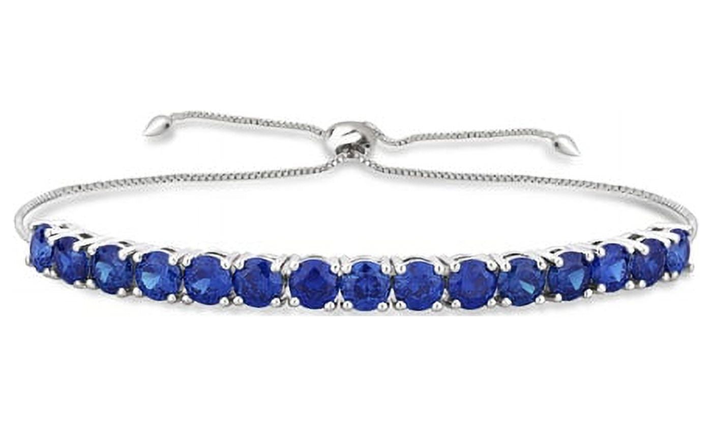 5 5/8 Carat T.W. Simulated Blue Sapphire Sterling Silver Adjustable Tennis Bolo Bracelet