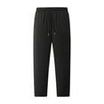 thumbnail image 2 of Zylanna Men's Casual Pants, Zipper Pockets Elastic Waist Fleece Lined with Drawstring Straight Leg Pants for Men Black, 2 of 8