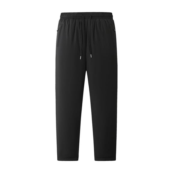 qucoqpe Men's Big & Tall Fleece Lined Jogger Pants with Knee Protection Plus Size Solid Color Thermal Winter Trousers with Elastic Drawstring Waist
