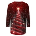 thumbnail image 4 of HOMBOM Womens Christmas Tops Fall Rose Gold Festive Plus Size Crewneck 3/4 Sleeve Reindeer Xmas T Shirts for Ladies, 4 of 5