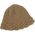 thumbnail image 2 of CoCopeaunts Beanie Hat for Women Four Season Solid Color Warm Knitted Hats Casual All-Match Ruffle Brim Shade Fishermen Cap, 2 of 8