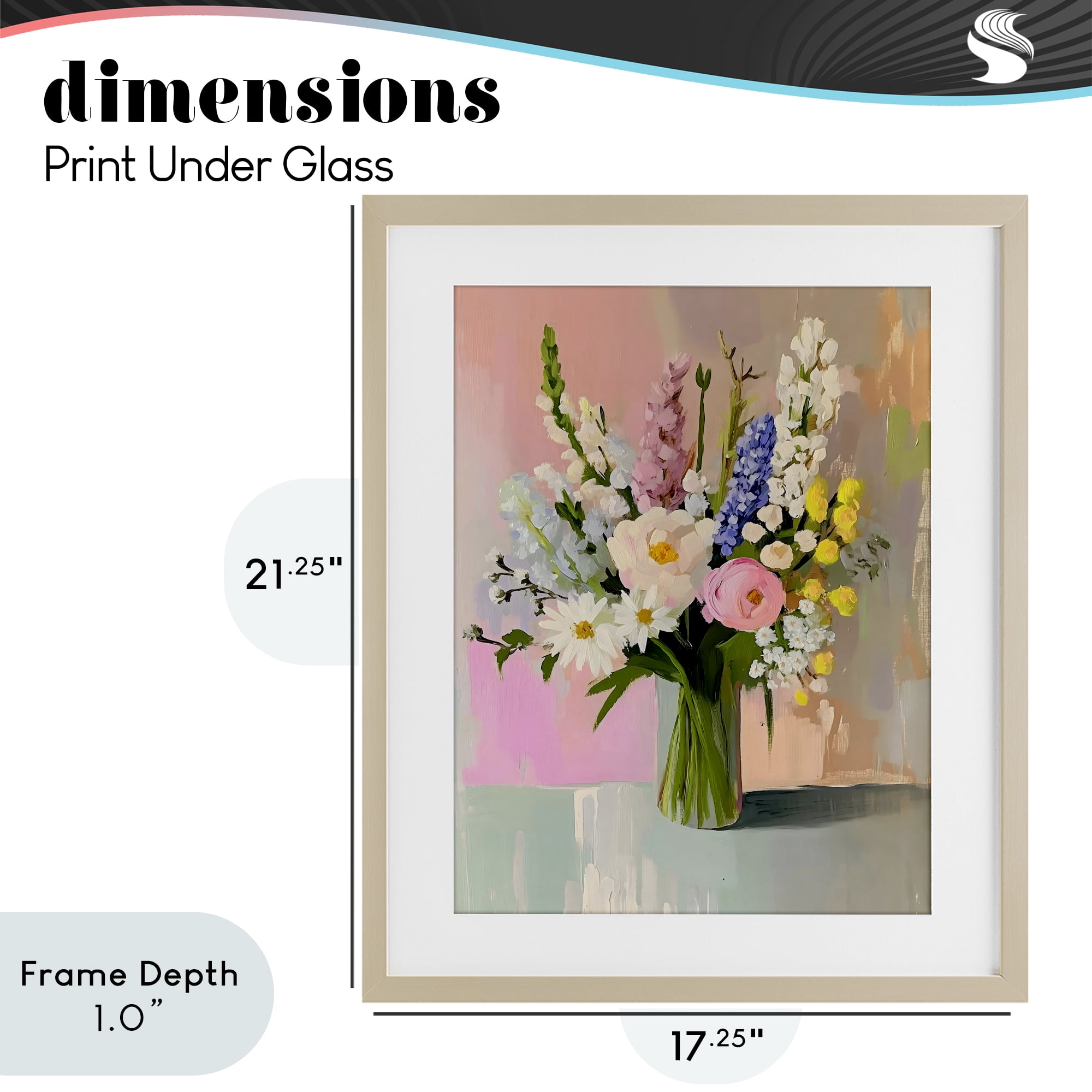 Stupell Industries Glass Vase with Spring Blooms Birch Framed Print Under Glass, design by The Prints Vibe