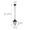 thumbnail image 2 of Bronze Stevenson 1-Light Indoor Dimmable Pendant with Clear Seedy Glass and Metal Wire Shade, 2 of 9