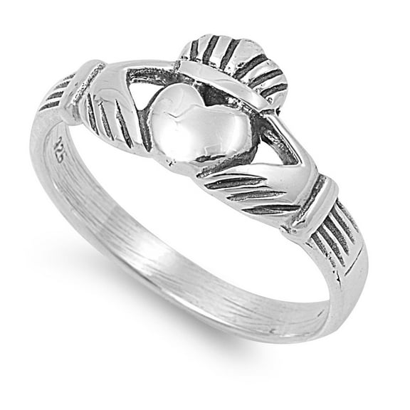 925 Sterling Silver Prosperity Blessed Claddagh Ring Size 4