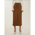 thumbnail image 2 of Midi Suede Skirt with Slit, 2 of 5