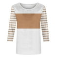 thumbnail image 4 of Xdegoge Womens 3/4 Sleeve Tops Dressy Casual Boho Blouses Striped Color Block Tees Summer Crewneck Pullover T-Shirts Beach Vacation Going Out Shirts Athletic Workout Tops Ropa Para Mujer, 4 of 4