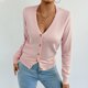 thumbnail image 5 of Suéter de cuello en V para mujer, suéter de punto de color liso con cuello en V, cárdigan con botones, blusa para mujer, 5 of 8