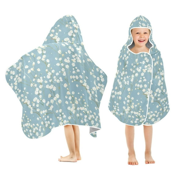 joogoo Floral Blue Kids Hooded Beach Towel Baby Bath Towel 23.5"x50"