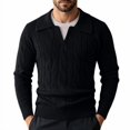 thumbnail image 2 of Vxararl Mens Cable Knit Sweaters Long Sleeve Polo Classic Casual Long Sleeve Collared V Neck Sweater Business Casual Work, Winter Clothing Sweater Mens V Neck Sweater Black 3xL, 2 of 6