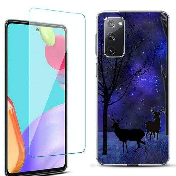 Slim-Fit Protective Phone Case for Samsung Galaxy S20 FE 5G Fan Edition, with Tempered Glass Screen Protector, by OneToughShield ® - Midnight Forest