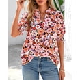 thumbnail image 7 of BTFBM Summer Blouses for Women Dressy Casual Fashion Spring Tops Floral Boho V Neck Puff Short Sleeve Top Shirts, 7 of 7
