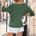 thumbnail image 5 of Siminsem Women's Crochet Long Sleeve V Neck Loose Fitting Top 2026 Summer Lightweight Boho Beach Cover Up Blouse Casual Resort Cruise Vacation Outfit Trendy Spring Sweater, Green, L, 5 of 5