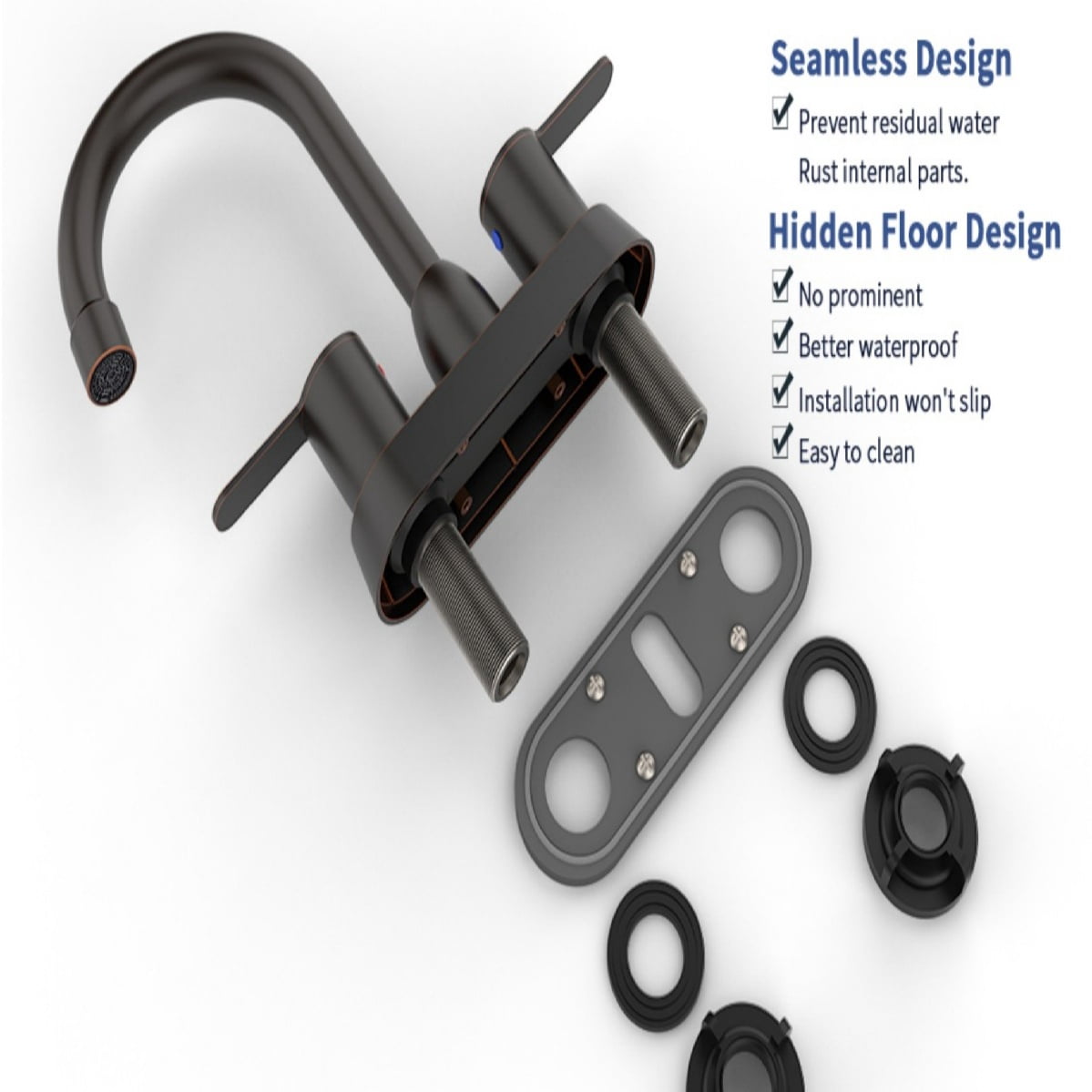 2 Handles Bathroom Sink Faucet, Oil Rubbed Bronze Centerset RV Bathroom Faucets for 2/3 Hole