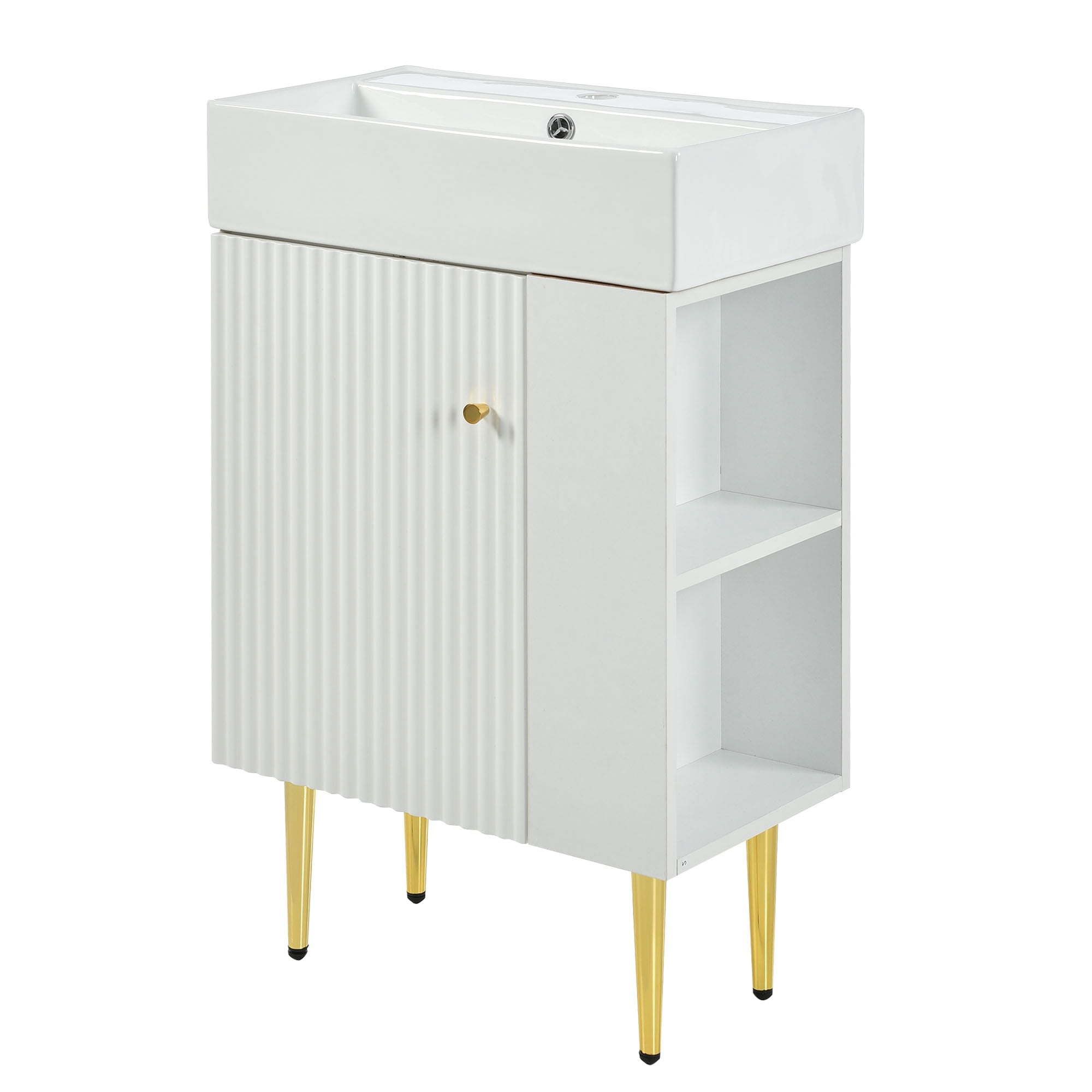 Harper & Bright Designs 21.6" Bathroom Cabinet Vanity with Sink Combo, White Bathroom Storage Cabinet