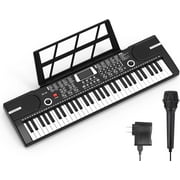 Mixfeer 61 Key Keyboard Piano, Electronic Piano with Built-In Speaker Microphone, Sheet Stand and Power Supply, Portable Keyboard Gift for Beginners, Black